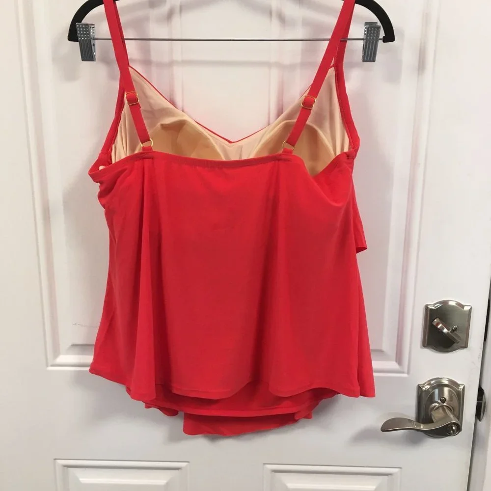 NWT Aqua Green Tiered Tankini Top - Flamingo - Size 16W